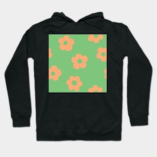 Chunky Retro Flowers - Bright & Colorful Green and Orange Hoodie